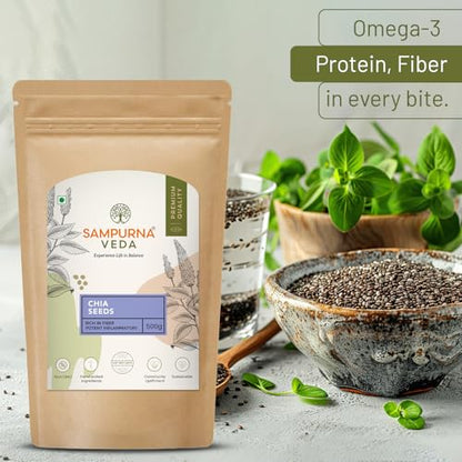 SampurnaVeda Chia Seeds Nutrient-Rich Raw Sabja Seeds