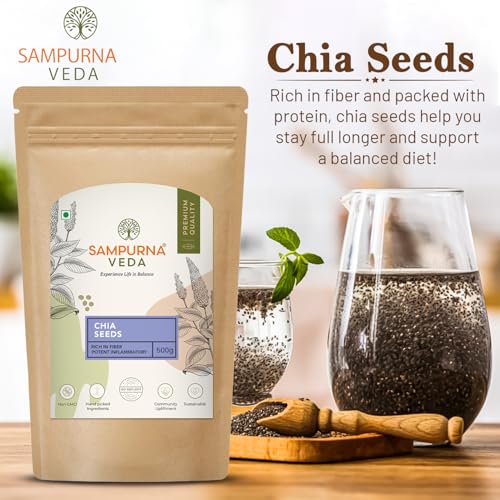 SampurnaVeda Chia Seeds Nutrient-Rich Raw Sabja Seeds