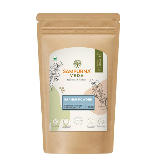 SampurnaVeda 100% Natural Brahmi Powder for Hair Growth 250 gm with No Added Preservatives
