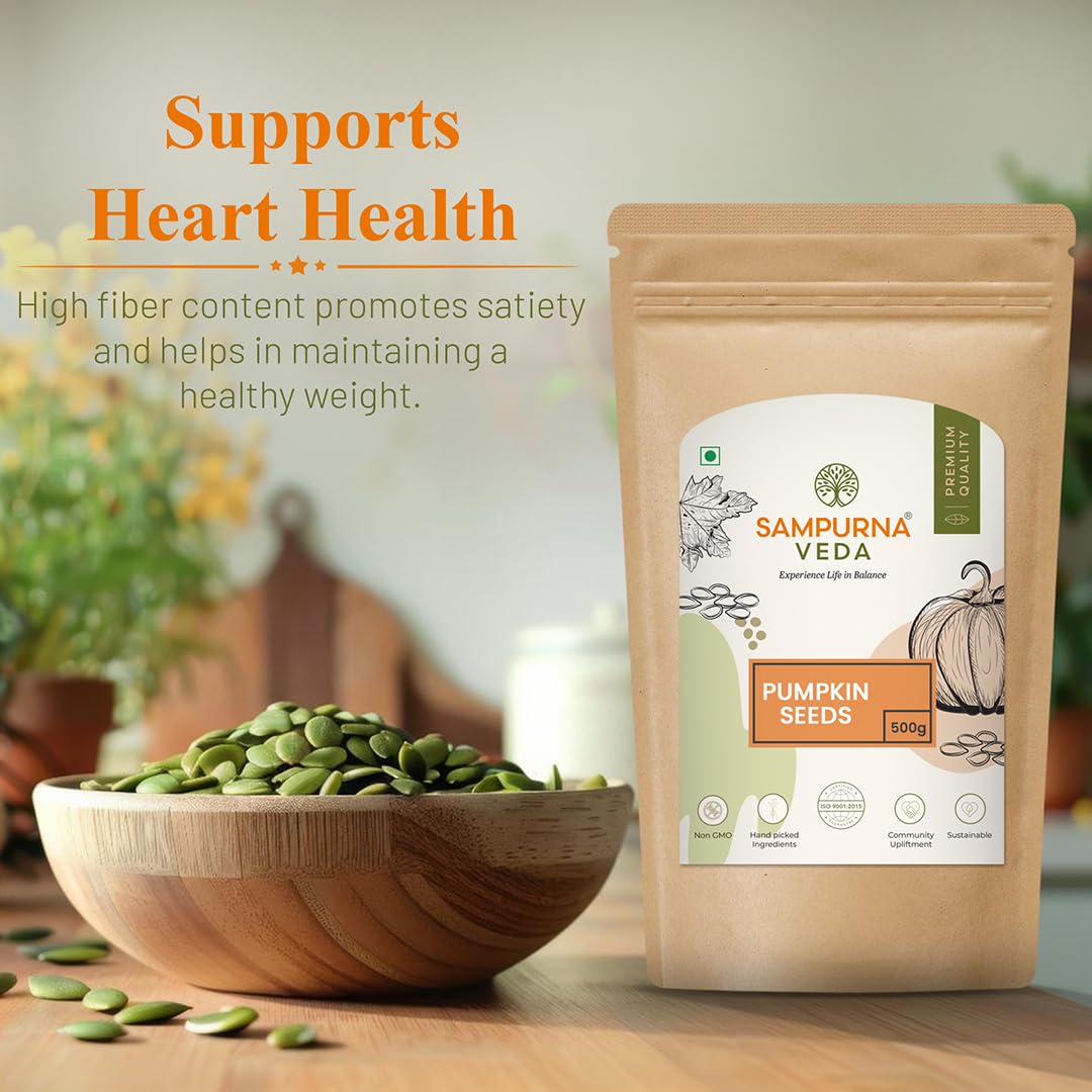 SampurnaVeda 100% Fresh & Natural Pumpkin Seeds 500 gm Crunchy & Nutrient-Rich Healthy Snack