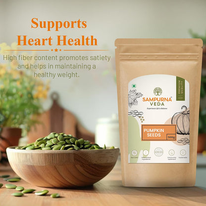 SampurnaVeda 100% Fresh & Natural Pumpkin Seeds 500 gm Crunchy & Nutrient-Rich Healthy Snack