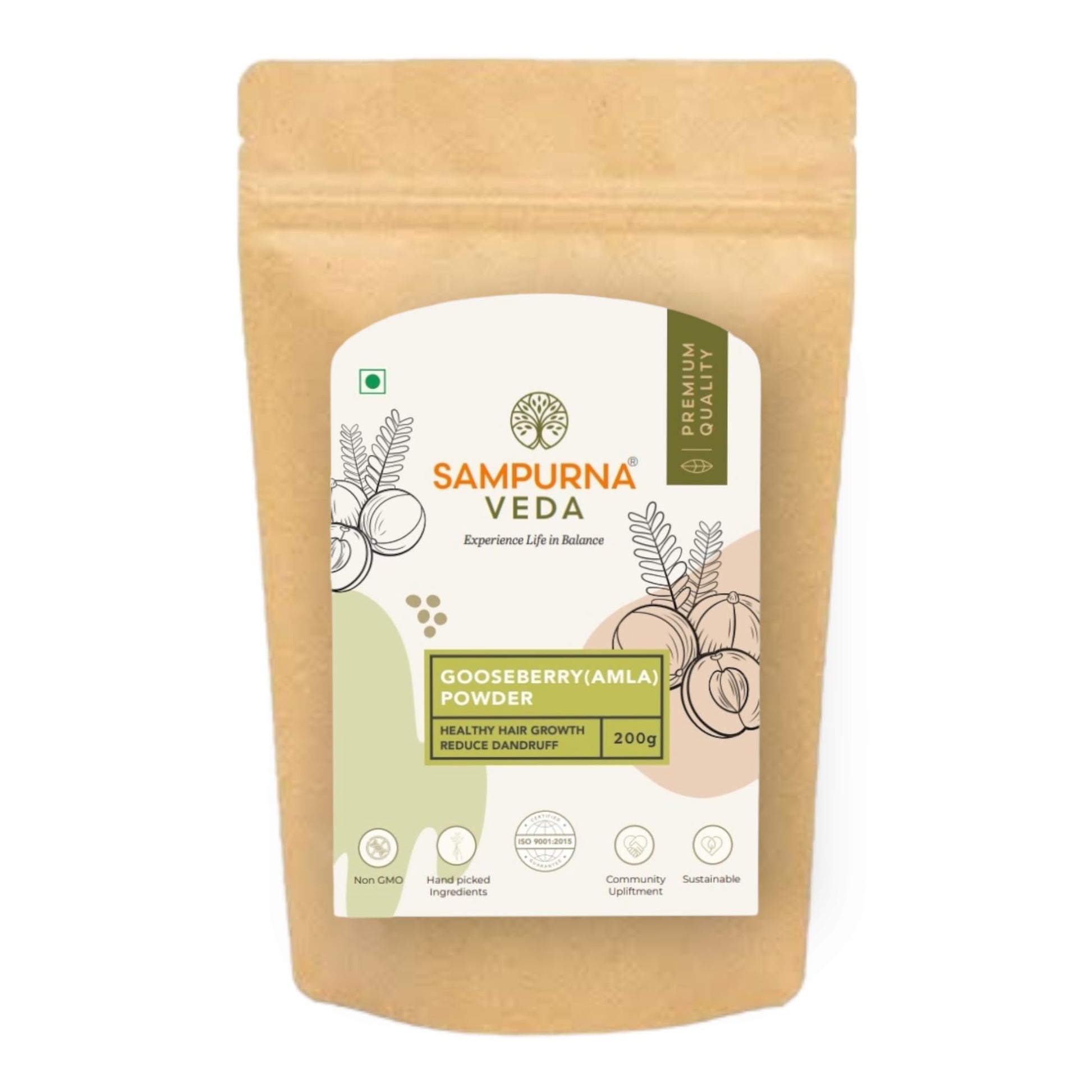 SampurnaVeda 100% Natural Amla Powder for Hair Growth 500 gm Rich in Vitamin C for Overall Wellness Preservatives Free Gooseberry Powder for Eating