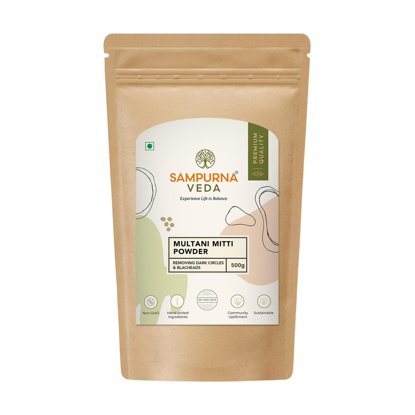 SampurnaVeda 100% Pure and Natural Multani Mitti for Face 500 gm Fuller’s Earth Powder with No Additives and Preservatives