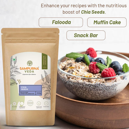 SampurnaVeda Chia Seeds Nutrient-Rich Raw Sabja Seeds