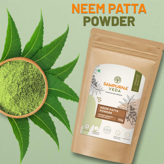 SampurnaVeda Neem Leaves Powder 100 gm Pure and Chemical-Free Finely Ground Neem Leaf Powder Ideal for Skin Hair and DIY Recipes