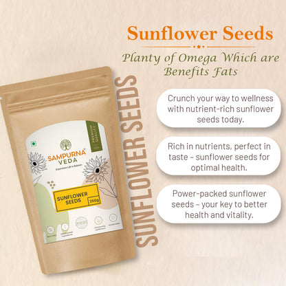 SampurnaVeda 100% Natural Raw Sunflower Seeds 250 gm High in Fibre Preservatives Free Healthy yet Tasty Seeds for Eating