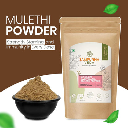 SampurnaVeda Pure Mulethi Powder 250 gm Finely Ground Natural and Additive-Free Licorice Root Powder Ideal for Skin Hair and DIY Recipes