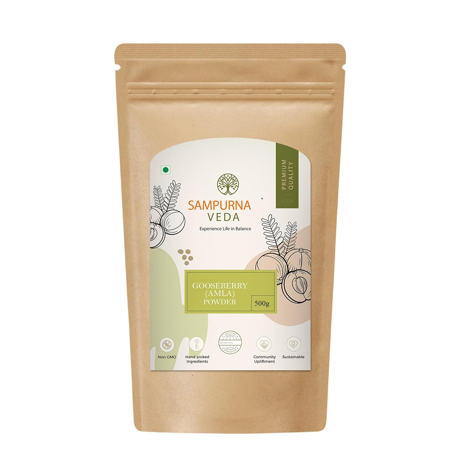 SampurnaVeda 100% Natural Amla Powder for Hair Growth 500 gm Rich in Vitamin C for Overall Wellness Preservatives Free Gooseberry Powder for Eating