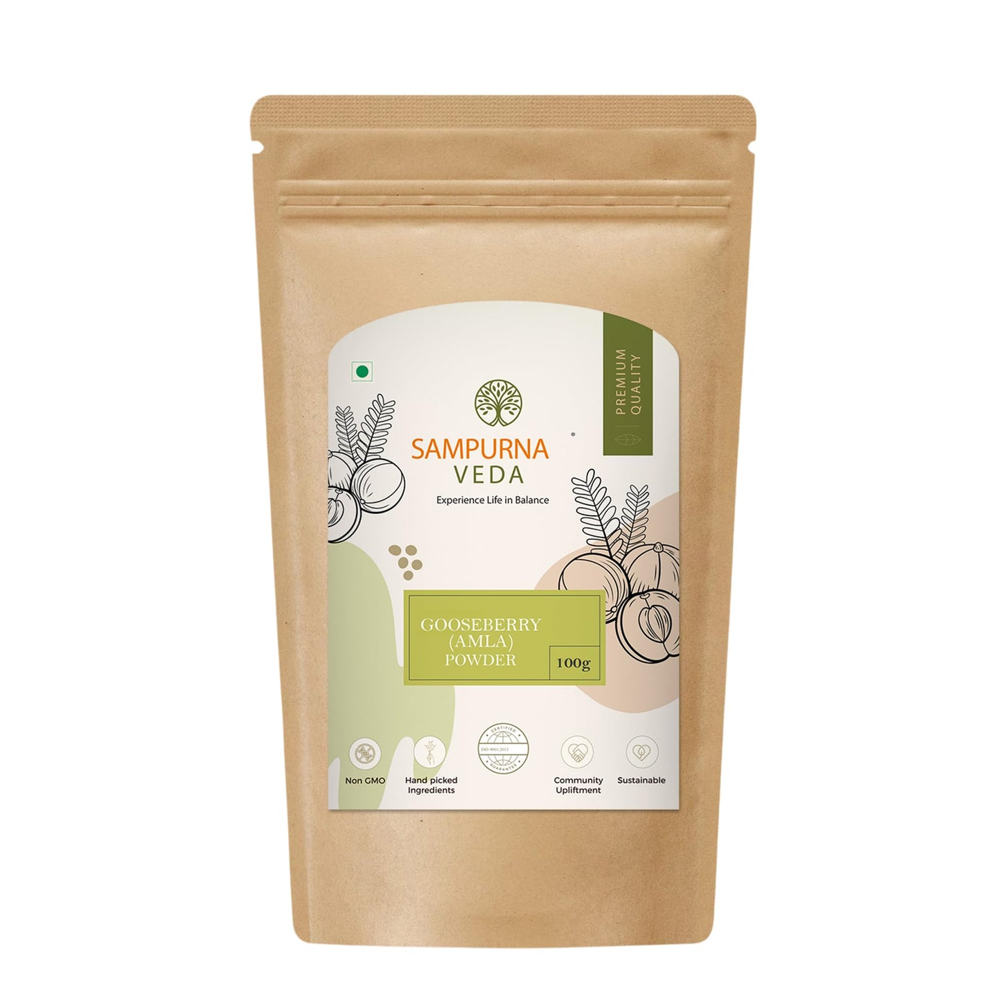 SampurnaVeda 100% Natural Amla Powder for Hair Growth 500 gm Rich in Vitamin C for Overall Wellness Preservatives Free Gooseberry Powder for Eating