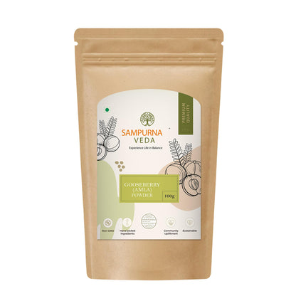 SampurnaVeda 100% Natural Amla Powder for Hair Growth 500 gm Rich in Vitamin C for Overall Wellness Preservatives Free Gooseberry Powder for Eating