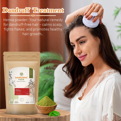 SampurnaVeda 100% Natural and Pure Henna Powder for Hair Growth 500 gm Free from Preservatives & Chemicals
