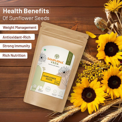 SampurnaVeda 100% Natural Raw Sunflower Seeds 250 gm High in Fibre Preservatives Free Healthy yet Tasty Seeds for Eating